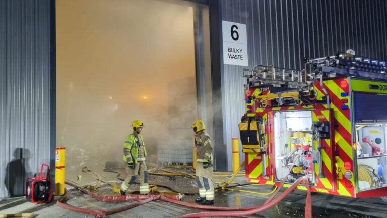Twenty firefighters tackle blaze in recycling centre on Ling Road in Poole