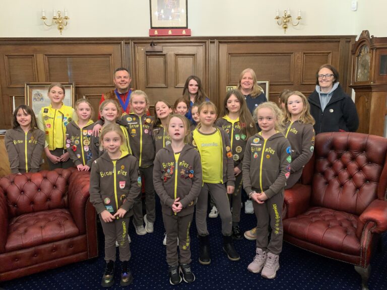 Highcliffe Brownies meet the Christchurch Mayor for Parliament Week celebrations