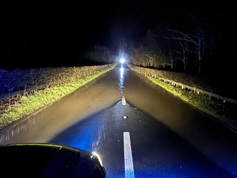 Blandford Road North blocked both ways due to flooding in Poole