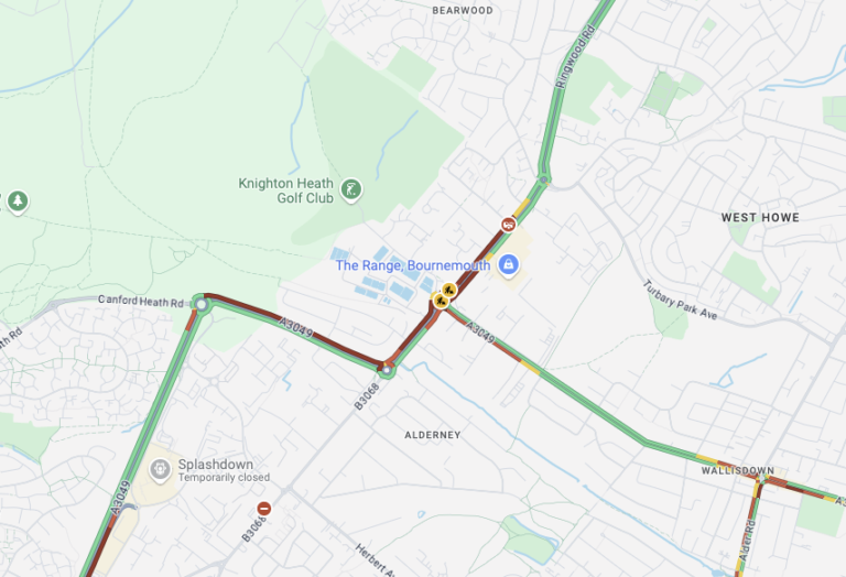 Ringwood Road partially blocked eastbound due to an incident in Bournemouth