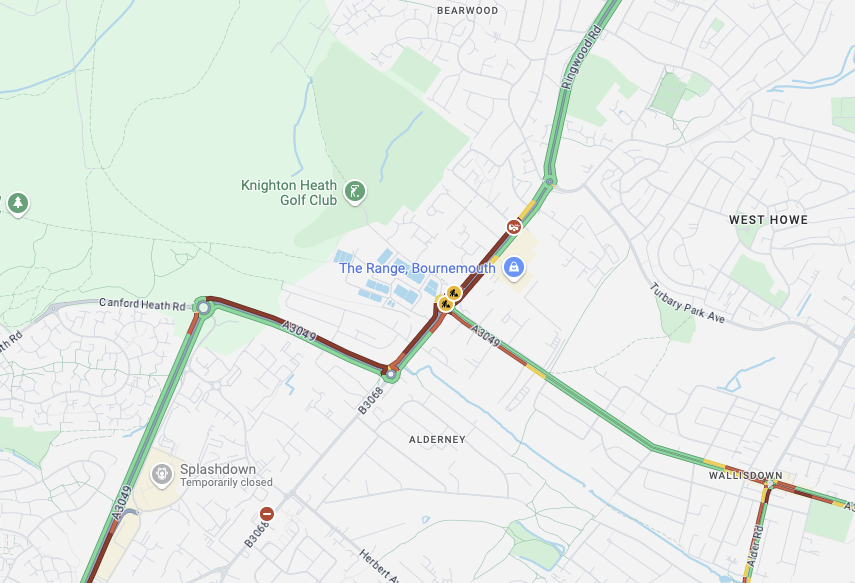 Ringwood Road partially blocked eastbound due to an incident in Bournemouth