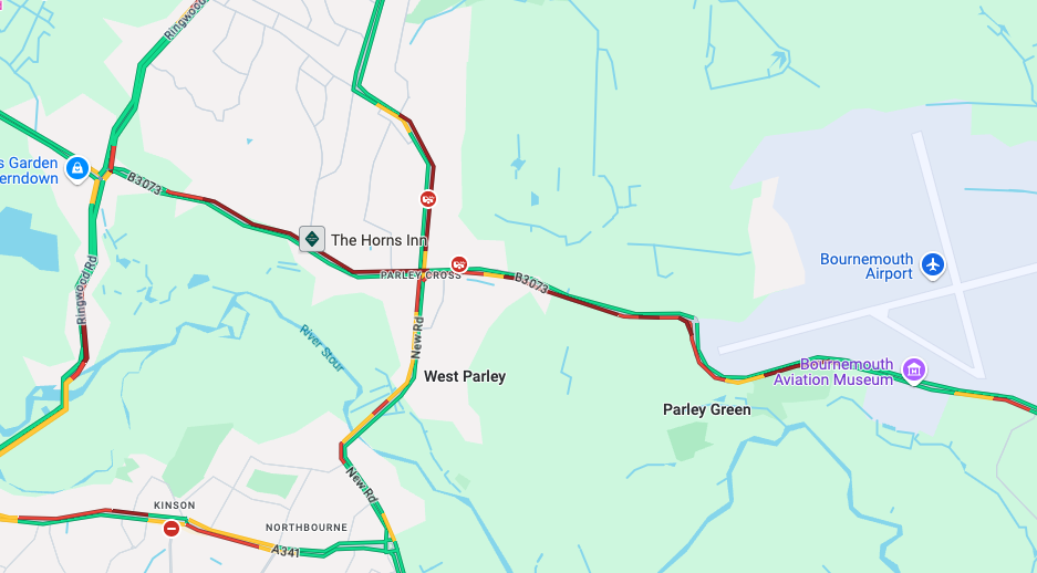 Parley Cross blocked due to an overturned vehicle