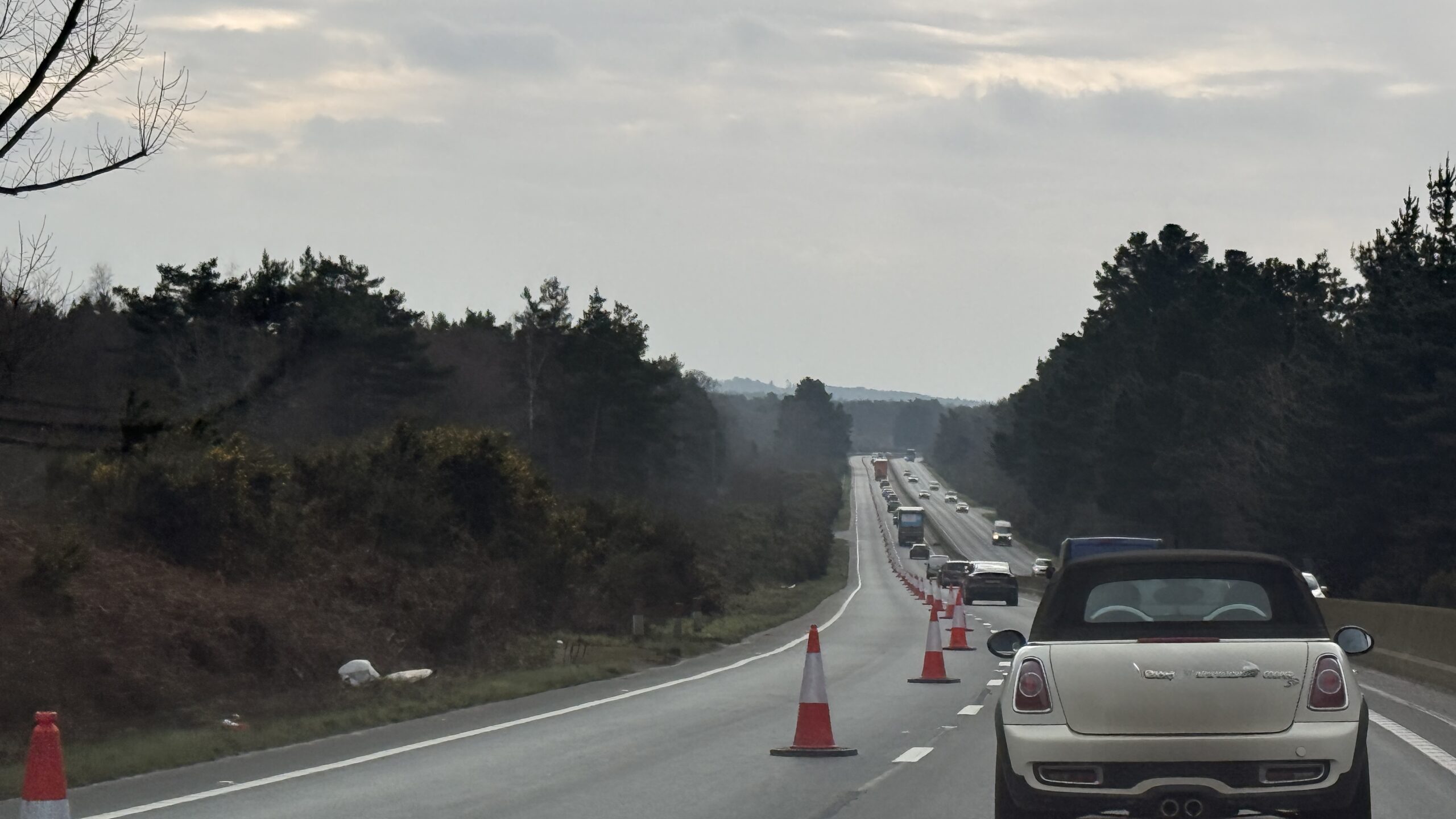 A338 Spur Road partially blocked southbound due to maintenance work in Christchurch