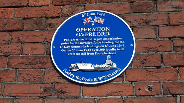 Blue plaque installed on the Quay to commemorate Poole’s role in D-Day