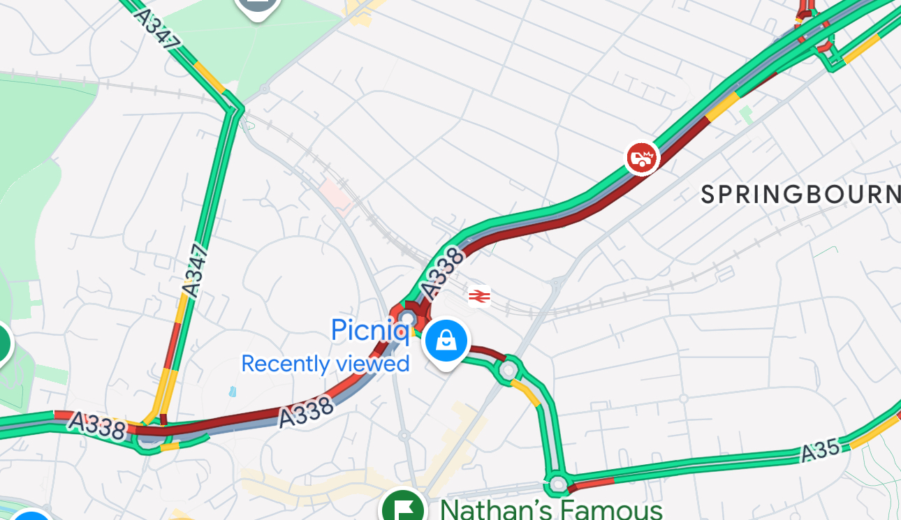 Wessex Way closed due to an incident in Bournemouth at St Pauls Roundabout