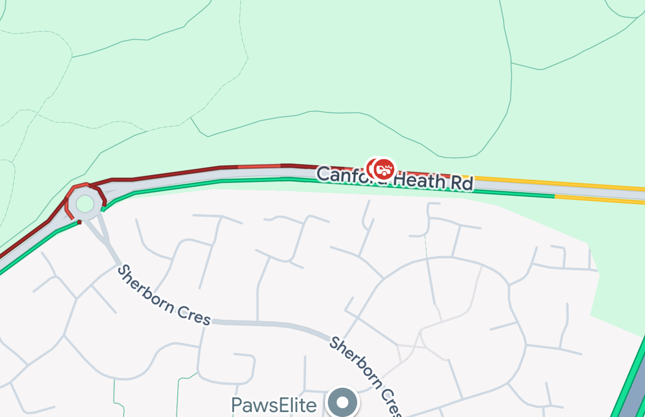 Canford Heath Road partially blocked eastbound due to an incident in Poole