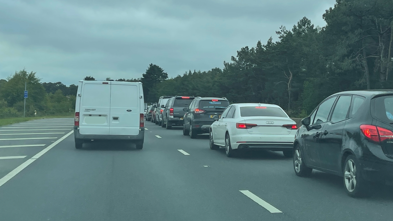 A31 partially blocked westbound due to reports of a crash in St Leonards