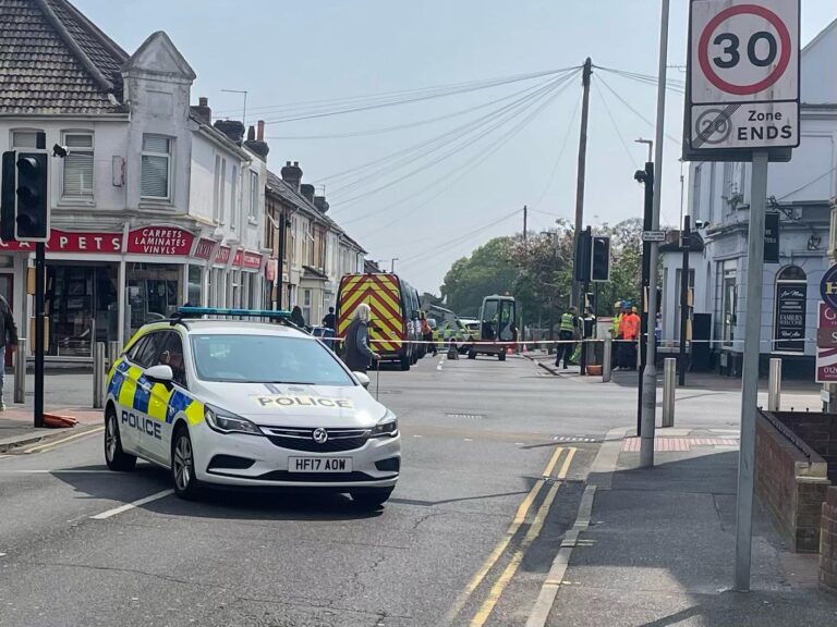 Multiple manhole covers blown out of the ground in Parkstone