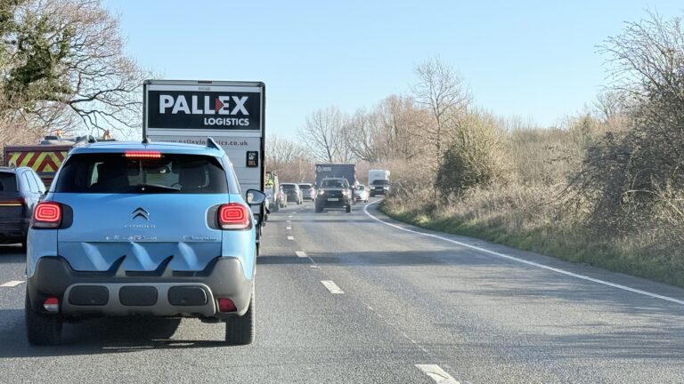 A31 partially blocked eastbound due to an incident in Wimborne