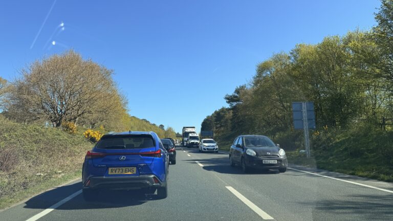 A31 congested eastbound due to holiday traffic in the Ferndown area