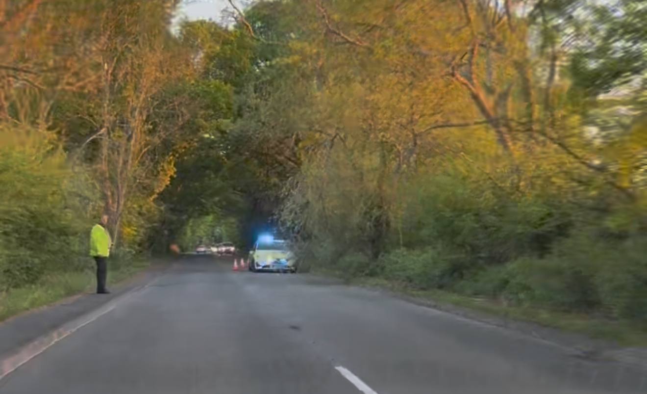 Verwood Road partially blocked both ways due to an incident in Three Legged Cross
