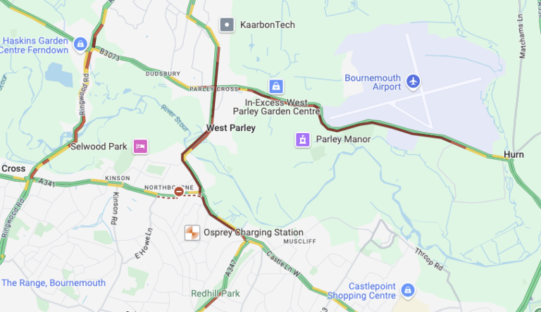 New Road congested northbound due to a broken down vehicle in Bournemouth