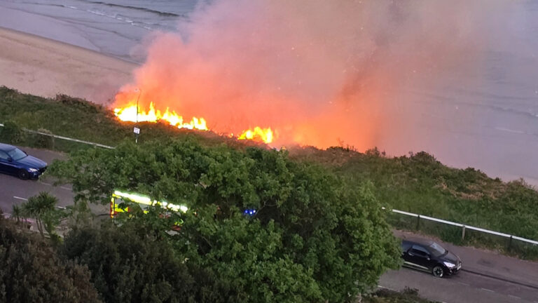 Fire service deal with fire on Undercliff Drive in Bournemouth