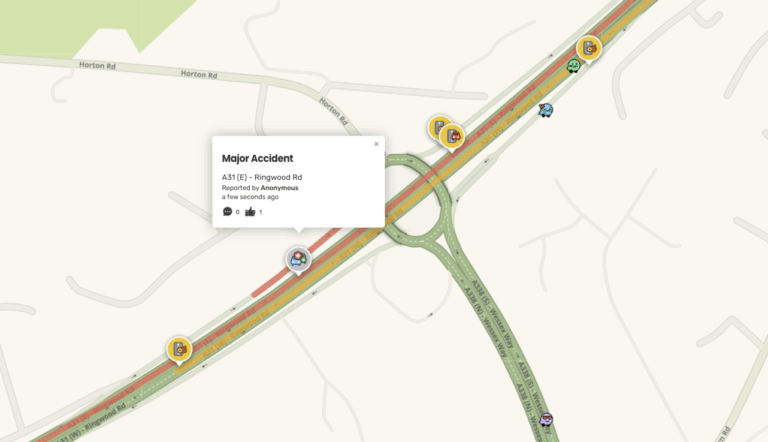 A31 partially blocked in certain areas due to a vehicle fire