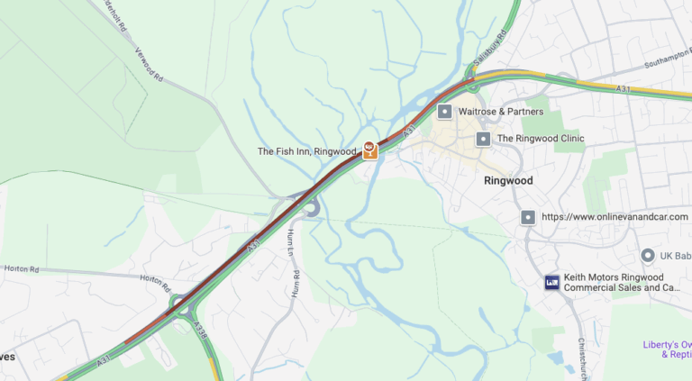 A31 partially blocked eastbound due to a multi-vehicle collision