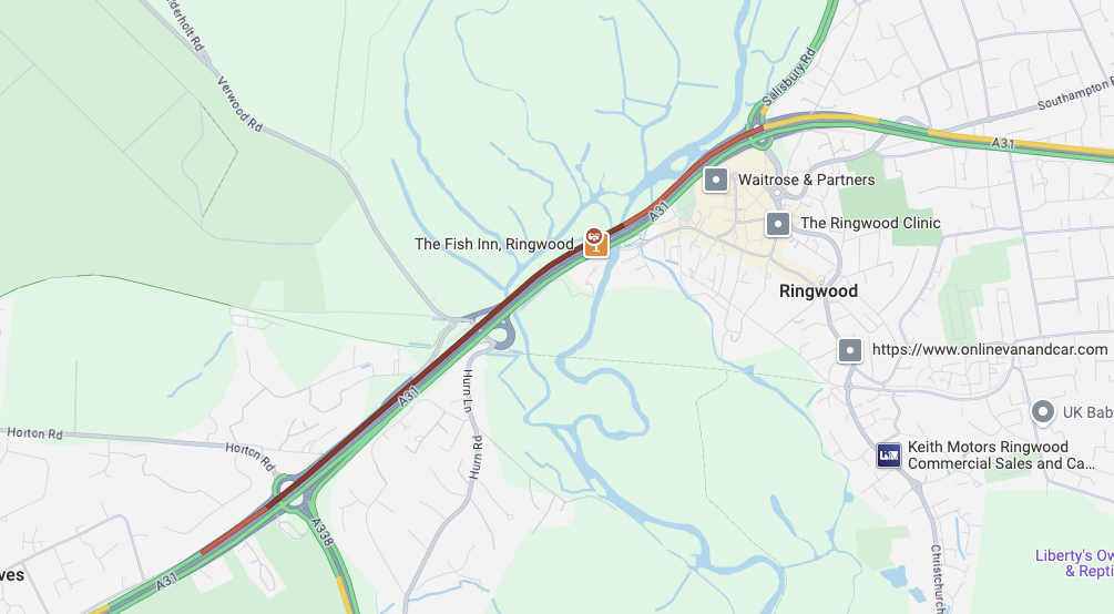 A31 partially blocked eastbound due to a multi-vehicle collision