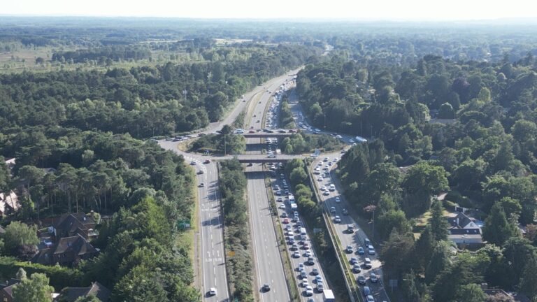 A31 blocked eastbound due to a collision