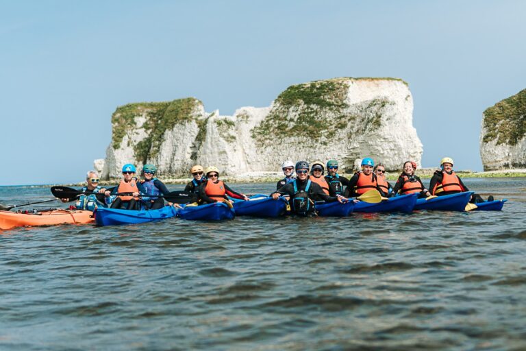 Visually impaired group kayak from Studland Bay to Old Harry