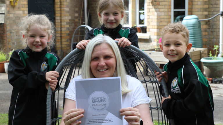 Broadstone First School celebrates rare School Games Platinum Award