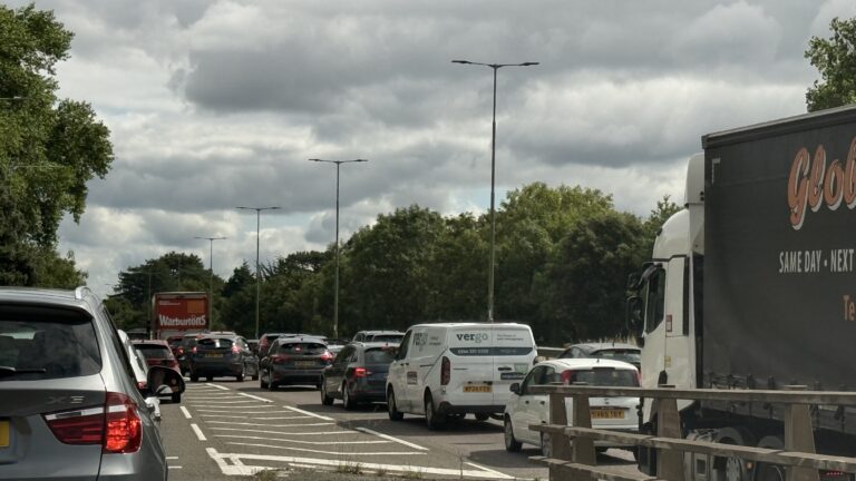 A338 partially blocked northbound in Bournemouth