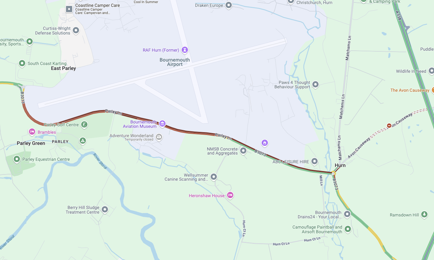 Parley Lane slow moving eastbound due to roadworks