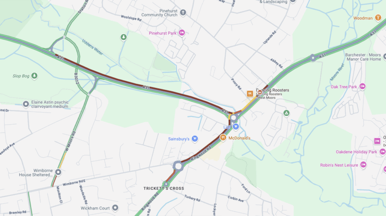A31 partially blocked eastbound due to an incident