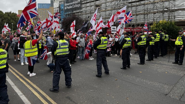 Protests in Bournemouth remain peaceful