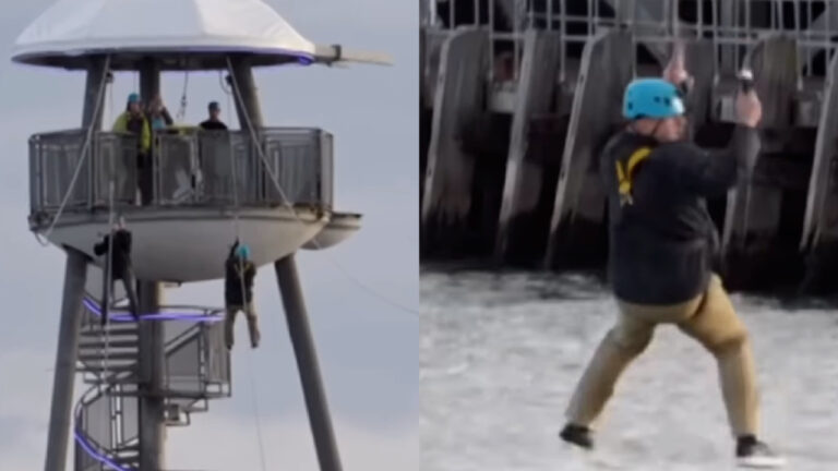 Ed Davey interviewed on Bournemouth zip line