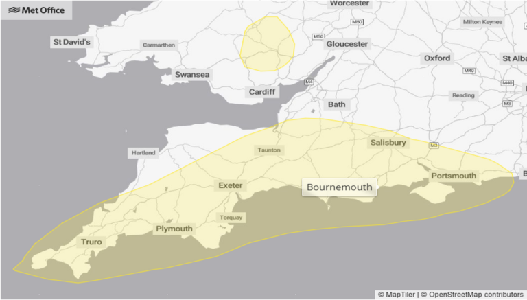 Yellow warning for heavy rain