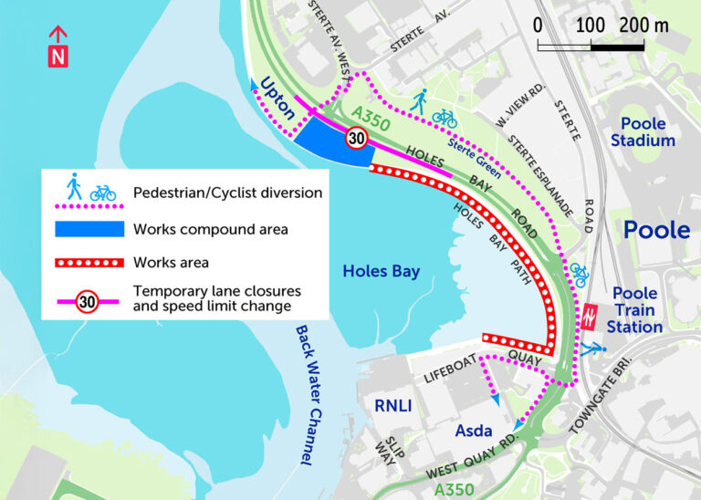 Road closures in Poole due to flood works